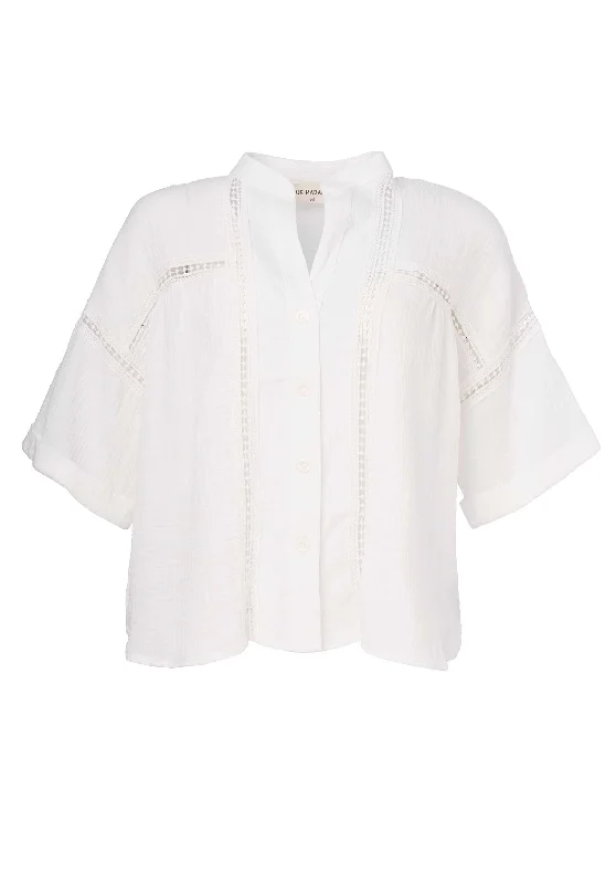 Blouse Sorrente White Satin Long Blouse
