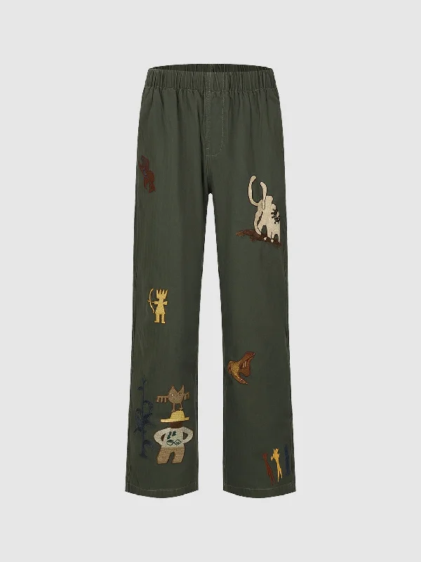 Printed Straight Pants Classic Straight-Leg Pants