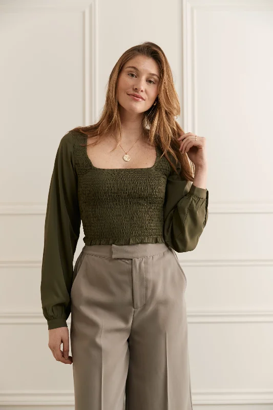 Blouse col carré nid-d'abeilles - 4056 Chic Square Blouse