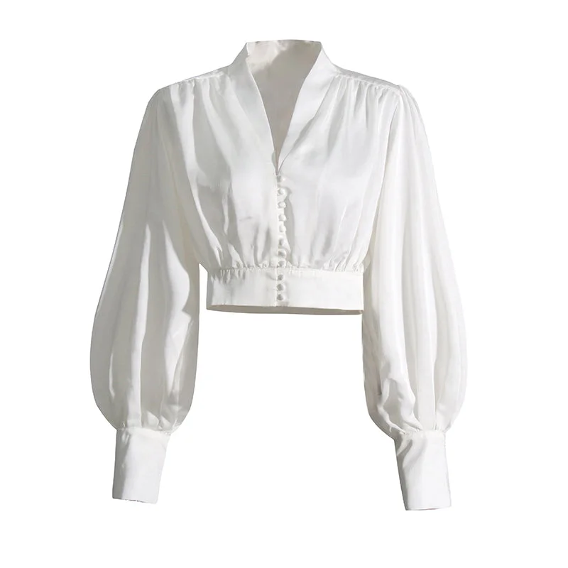 TWOTWINSTYLE Long Sleeves V Neck Solid Color Elegant Women Shirts Blouses And Tops Lightweight Floral Blouse TWOTWINSTYLE Long Sleeves V Neck Solid Color Elegant Women Shirts Blouses And Tops Lightweight Floral Blouse