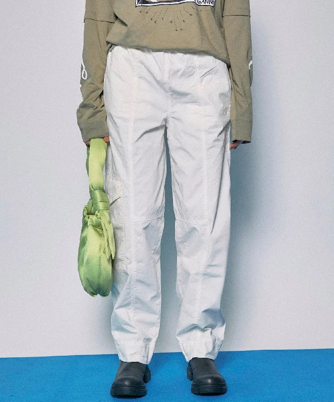 【GANNI】Washed Cotton Canvas Elasticated Curve Pants Formal Slim Pants