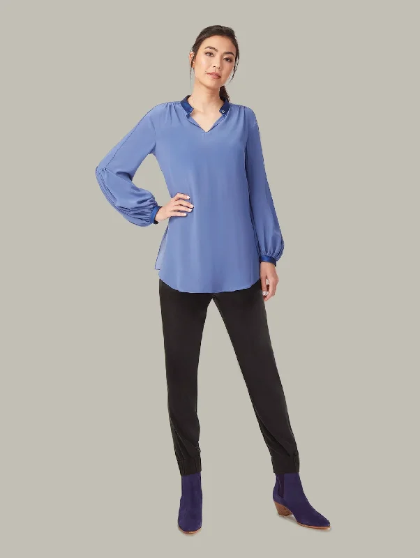 ZINNIA | Cavalier-Sleeves Silk Blouse Boho Chic Blouse