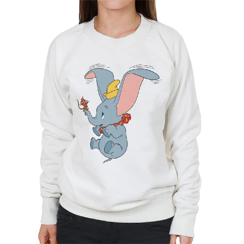 Disney Dumbo And Timothy Q Mouse Scene Women's Sweatshirt Hoodie with Hem Frayed Vintage Worn Disney Dumbo And Timothy Q Mouse Scene Women's Sweatshirt Hoodie with Hem Frayed Vintage Worn