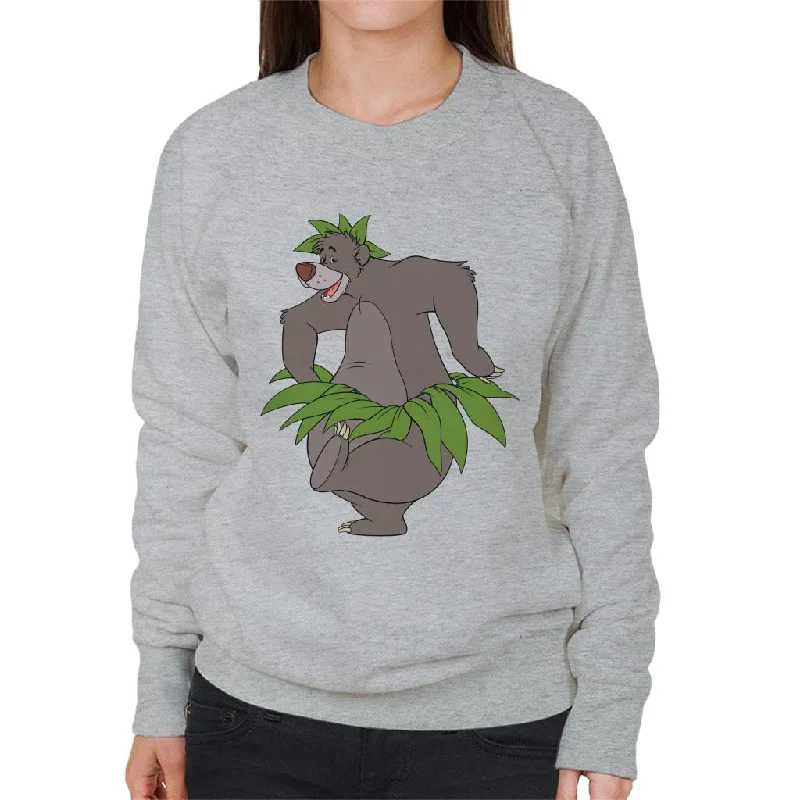 Disney The Jungle Book Baloo Leaf Dance Women's Sweatshirt Hoodie with Frayed Bohemian Relaxed Disney The Jungle Book Baloo Leaf Dance Women's Sweatshirt Hoodie with Frayed Bohemian Relaxed