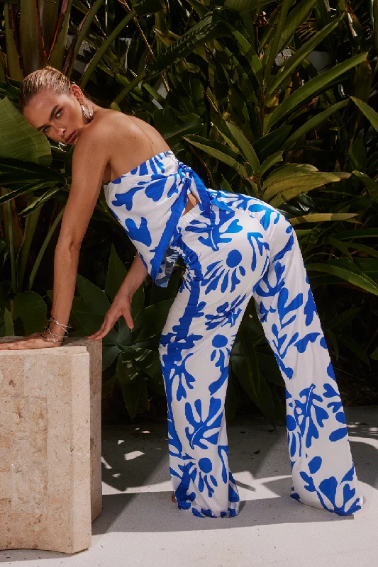 Avianna Pant White Blue Botanica Cozy Knit Pants