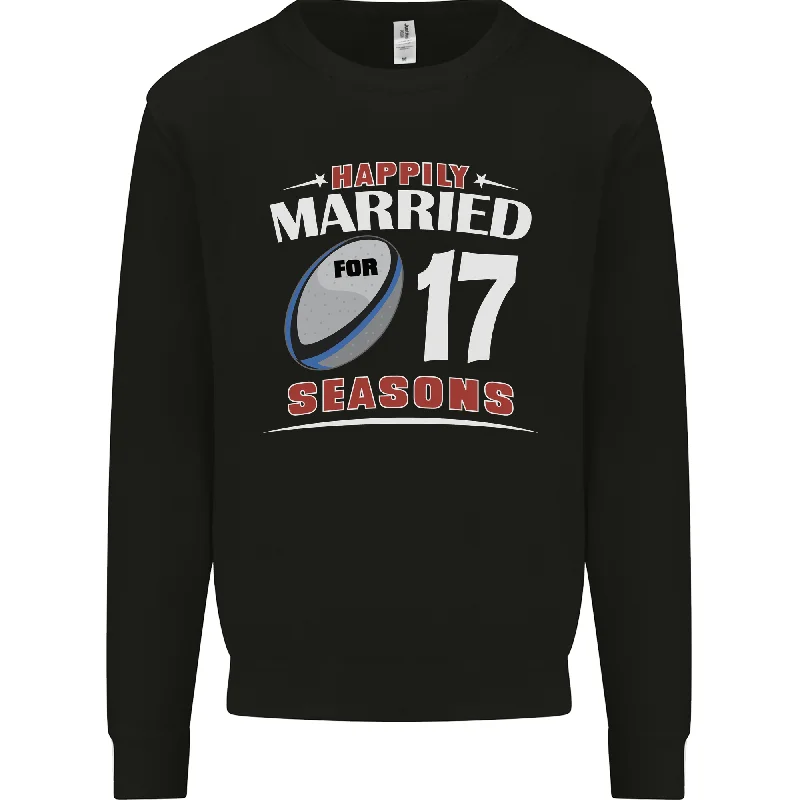 17 Year Wedding Anniversary 17th Rugby Mens Sweatshirt Jumper Hoodie with Illustration Artistic Creative 17 Year Wedding Anniversary 17th Rugby Mens Sweatshirt Jumper Hoodie with Illustration Artistic Creative