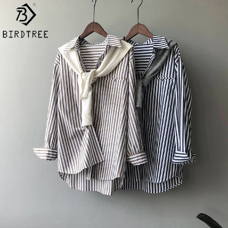 High Quality Casual Women Autumn Striped Shirts Turn Down Collar Long Sleeves Oversized Loose Female Clothes Blouses Winter Basi Asymmetric Hem Blouse High Quality Casual Women Autumn Striped Shirts Turn Down Collar Long Sleeves Oversized Loose Female Clothes Blouses Winter Basi Asymmetric Hem Blouse