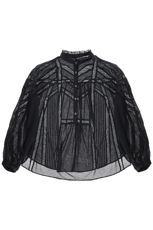 cotton gelma blouse for HT0486FA B3J06E BLACK Chic Ruffle Blouse
