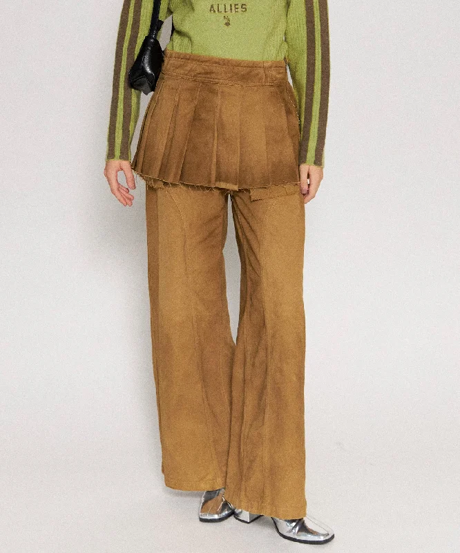 Pleated Skirt Layered Pants Chic Capri Pants