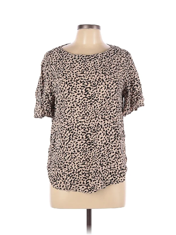 Short Sleeve Blouse Ruffled Neck Blouse