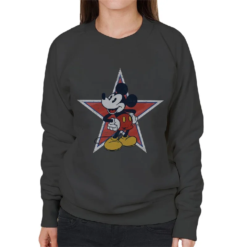 Disney Distressed Mickey Mouse Star Women's Sweatshirt Hoodie with Illustration Artistic Creative Disney Distressed Mickey Mouse Star Women's Sweatshirt Hoodie with Illustration Artistic Creative