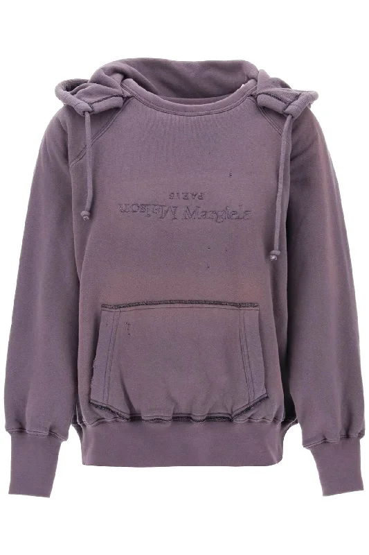 Hoodie With Reverse Logo And Hood  - Purple Hoodie with Fur Luxurious Winter