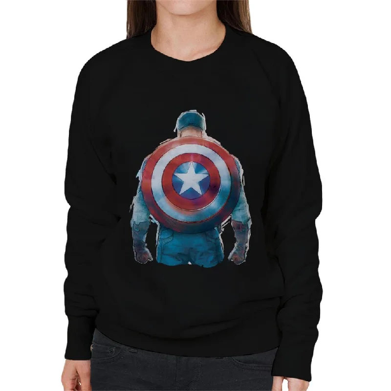 Marvel Captain America Sketch Style Shield Back Women's Sweatshirt Hoodie with Reflective Safety Nightwear Marvel Captain America Sketch Style Shield Back Women's Sweatshirt Hoodie with Reflective Safety Nightwear