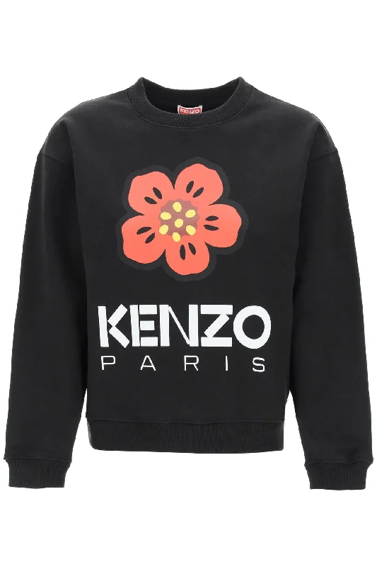 Bokè Flower Crew-neck Sweatshirt - Black Hoodie with Belted Waist Structured Tailored Bokè Flower Crew-neck Sweatshirt - Black Hoodie with Belted Waist Structured Tailored