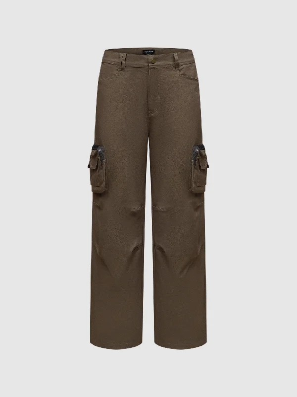 Side Pocket Wide-Leg Pants Comfortable Jogger Trousers