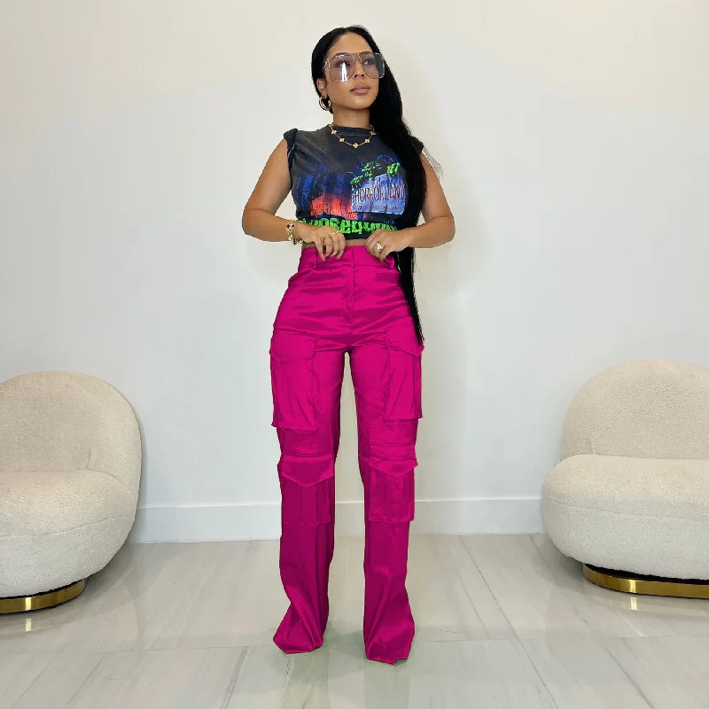 Solid Color Multi-Pocket Workwear pants (CL11916) Elegant Dress Pants
