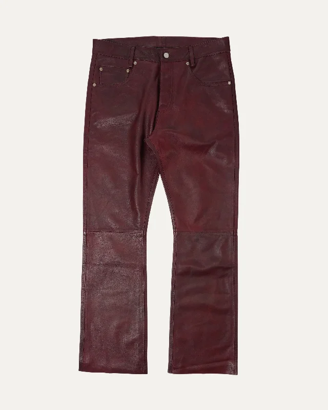 Raw Hem Leather Flare Pants Formal Dress Pants