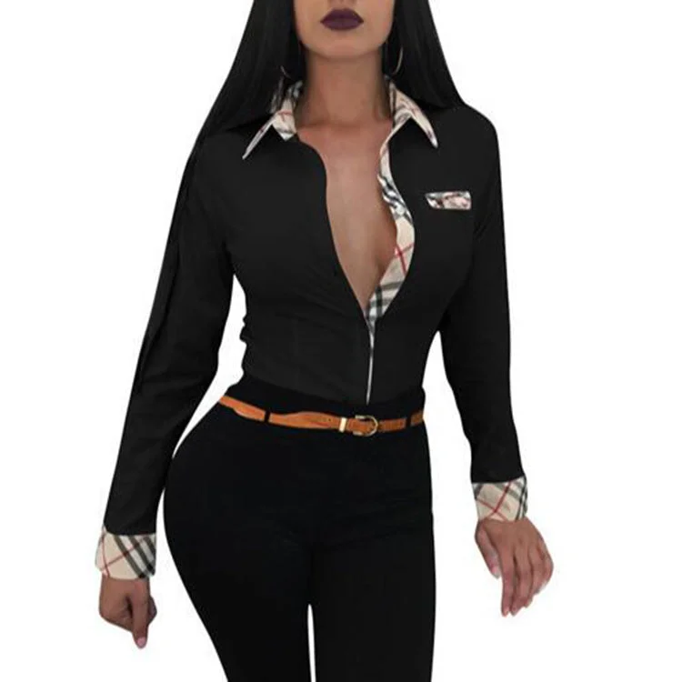 Summer Long Sleeve Womens Shirt New Lapels Office Work Ladies Elegant Outfits Blouse Sexy Plaid Shirts Female Tops Boho Printed Blouse Summer Long Sleeve Womens Shirt New Lapels Office Work Ladies Elegant Outfits Blouse Sexy Plaid Shirts Female Tops Boho Printed Blouse