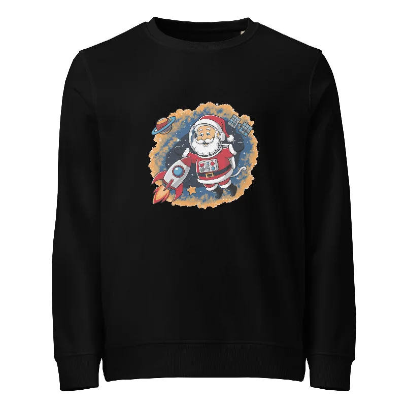 Astronaut Santa Graphics Women Organic Sweatshirt Hoodie with Rhinestones Sparkly Elegant Astronaut Santa Graphics Women Organic Sweatshirt Hoodie with Rhinestones Sparkly Elegant