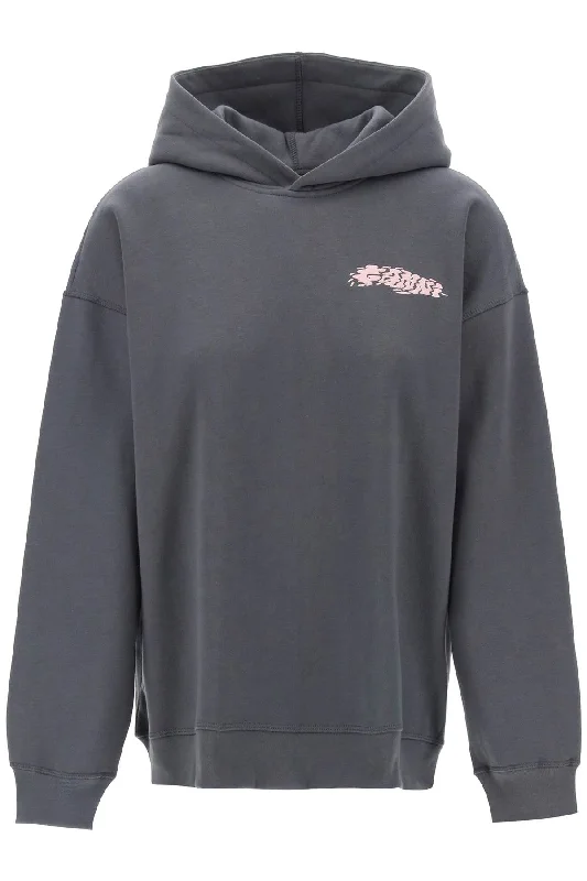 Hoodie With Isoli Fabric  - Grey Hoodie with Hem Patch Decorative Personalized