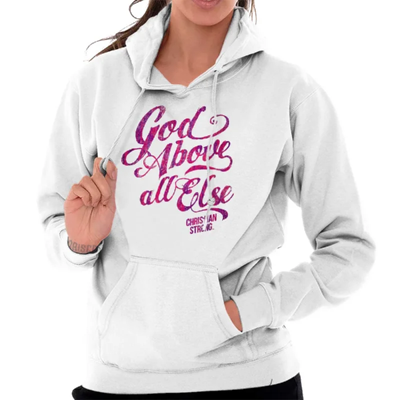 Above All Else Hoodie Hoodie with Hem Lace Feminine Delicate