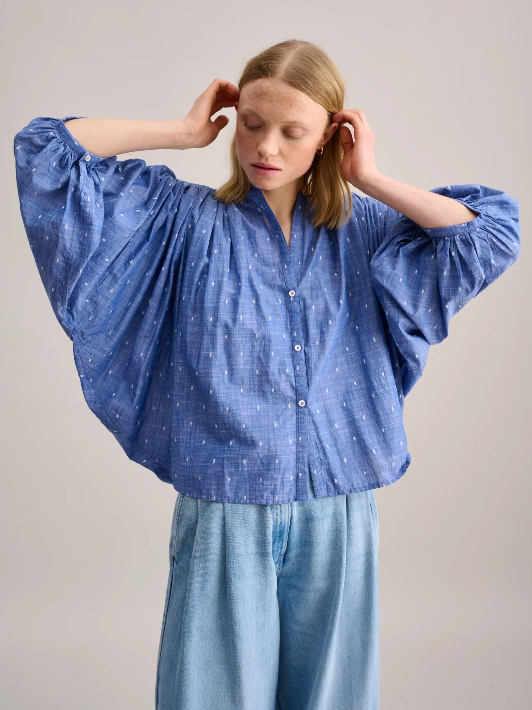 Blouse Ink32 F2276 Combo-A Short Sleeve Blouse