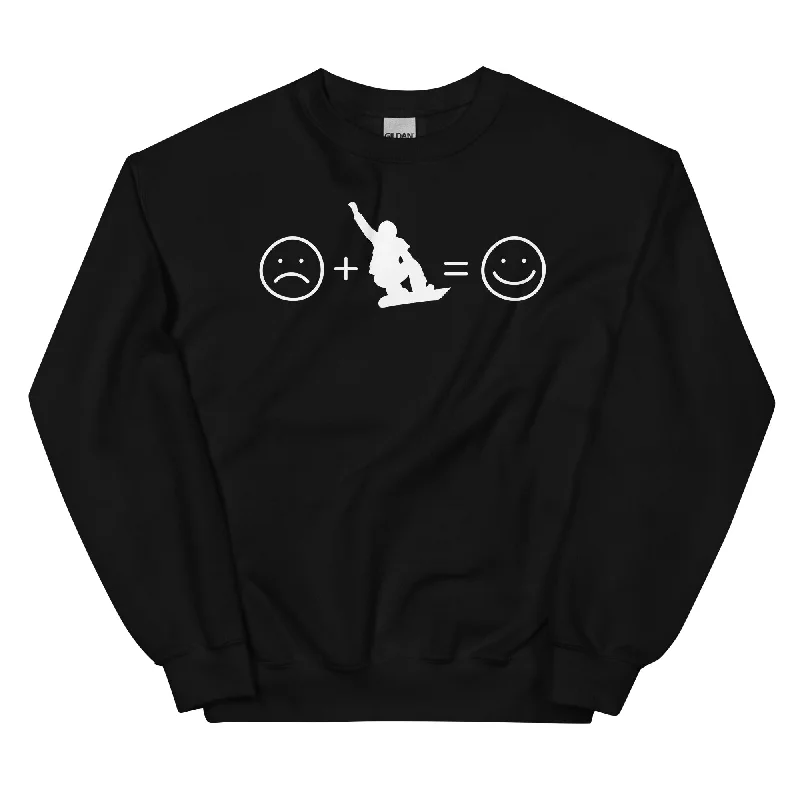 Lächelndes Gesicht und Snowboarding - Sweatshirt (Unisex) Hoodie with Hem Applique Textured Unique