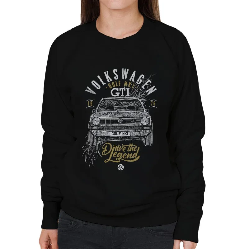 Volkswagen Drive The Legend Golf MK1 GTI Women's Sweatshirt Hoodie with Neon Bright Vibrant Volkswagen Drive The Legend Golf MK1 GTI Women's Sweatshirt Hoodie with Neon Bright Vibrant