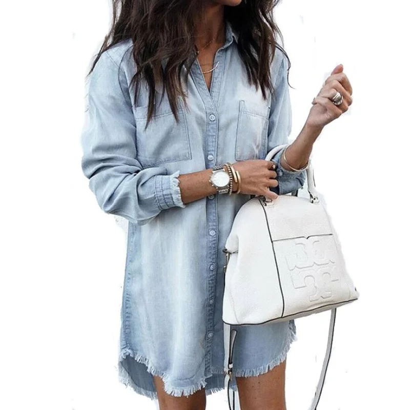 Big Plus Size Sexy Womens Blouse Long Sleeve Denim Shirts Clothes Fashion Autumn Street Wear Female Tops and Blouses Y12074 Peter Pan Blouse Big Plus Size Sexy Womens Blouse Long Sleeve Denim Shirts Clothes Fashion Autumn Street Wear Female Tops and Blouses Y12074 Peter Pan Blouse
