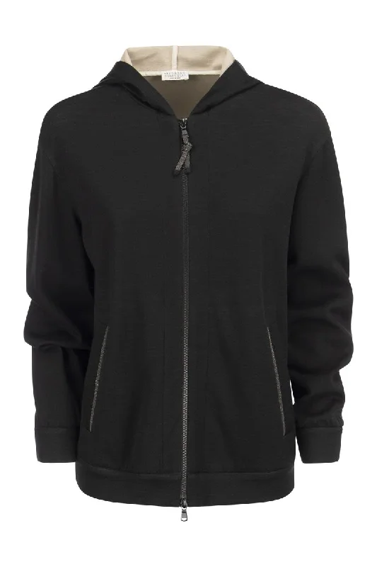 Cotton-silk sweatshirt topwear with jewellery Cotton Hoodie Fleece Lining Warmth