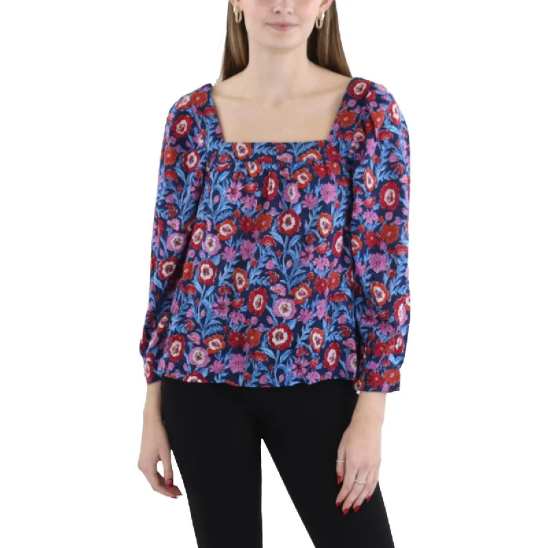 Vineyard Vines Womens Square Neck Floral Blouse Backless Summer Blouse