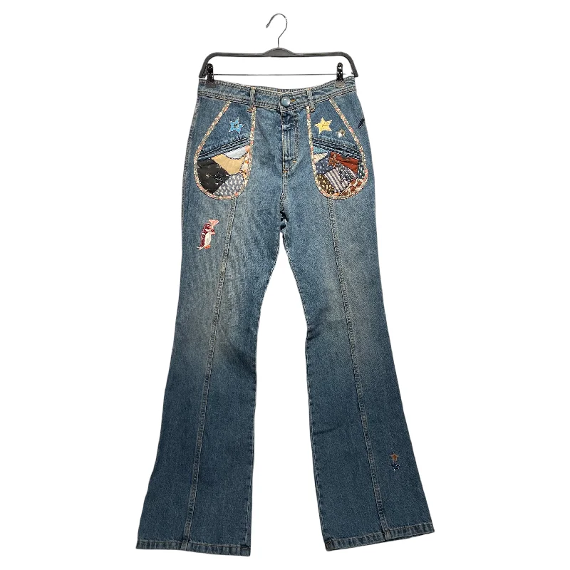 COACH/Bootcut Pants/4/Border/Cotton/BLU/patches Comfy Athletic Pants