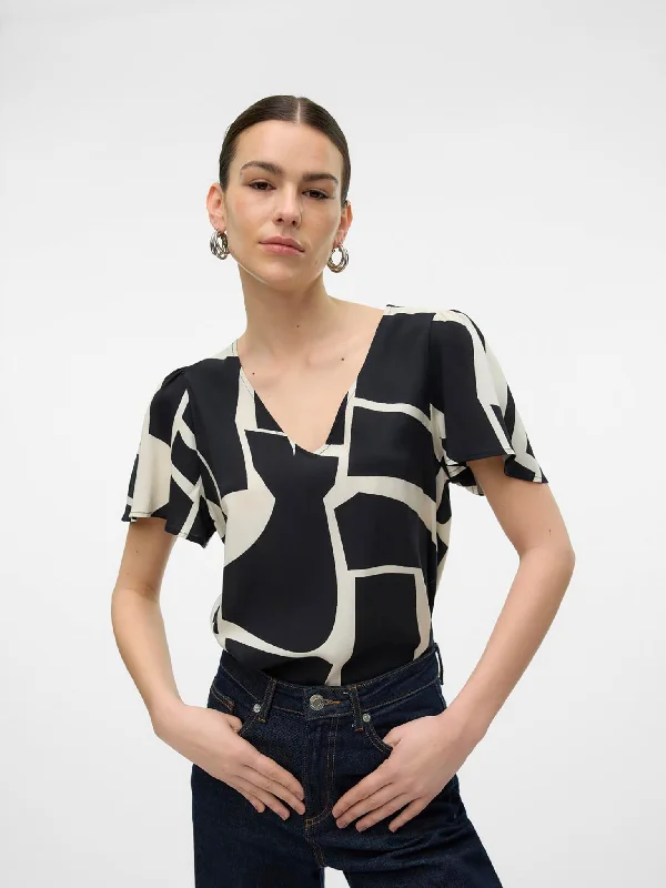 Γυναικεία μπλούζα VMEASY JOY V-NECK SS BLOUSE WVN GA 10307987 | 10307987 Feminine Satin Blouse