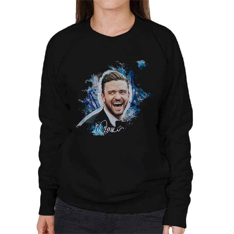 Sidney Maurer Original Portrait Of Justin Timberlake Women's Sweatshirt Hoodie with Distressed Vintage Worn Sidney Maurer Original Portrait Of Justin Timberlake Women's Sweatshirt Hoodie with Distressed Vintage Worn