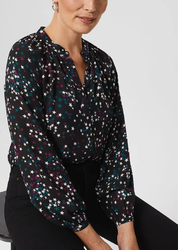 Alycia Blouse 0222/6564/9045l00 Black-Multi Polished Work Blouse