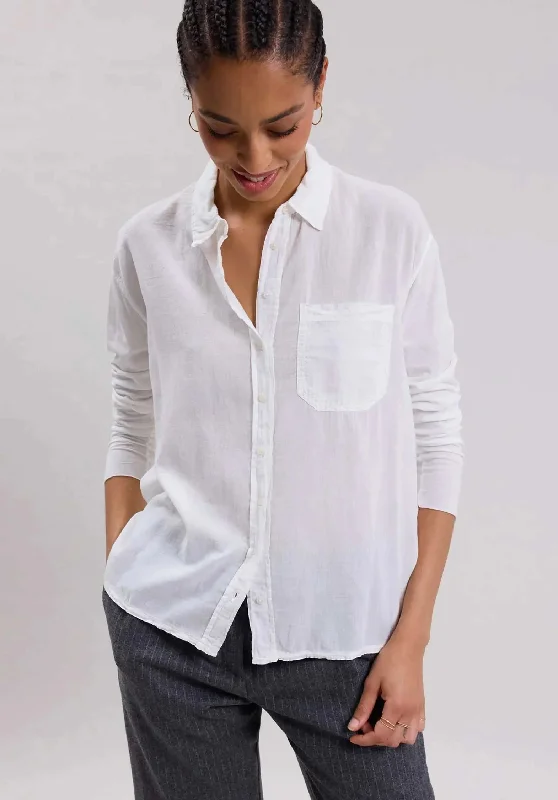 Blouse Tallez Bctd501 White Mandarin Collar Blouse