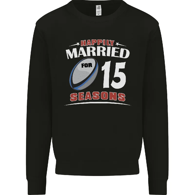 15 Year Wedding Anniversary 15th Rugby Mens Sweatshirt Jumper Graphic Hoodie Design Print 15 Year Wedding Anniversary 15th Rugby Mens Sweatshirt Jumper Graphic Hoodie Design Print