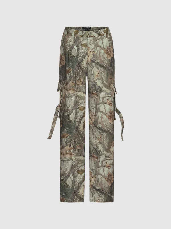 Camo Wide-Leg Pants Trendy Work Pants