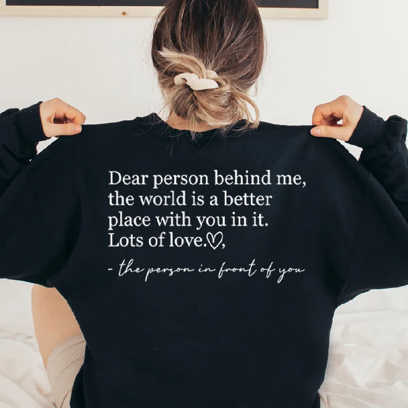 Dear Person Behind Me Back Logo Sweatshirt Hoodie with Fur Luxurious Winter