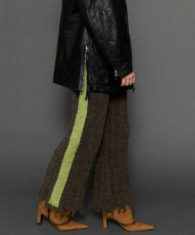 Kable Knitting Border Pants Relaxed High-Waist Trousers
