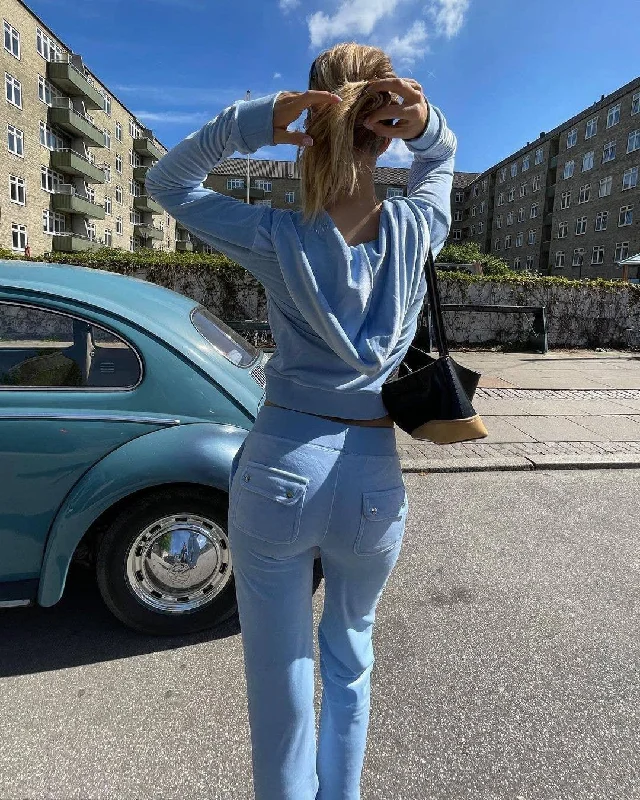 Ladies Zipper Hooded Coat Pockets Pants Velvet Set 9839 Comfortable Maternity Pants
