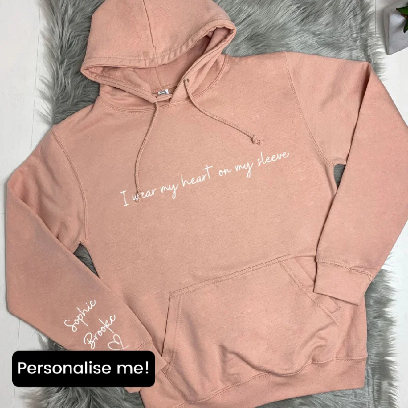Heart On My Sleeve Personalised Shoreline Hoodie Cotton Hoodie Fleece Lining Warmth
