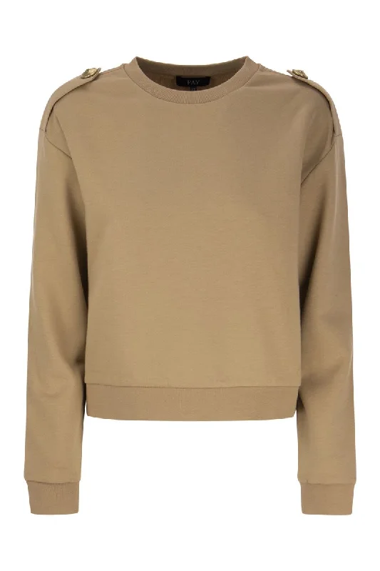Round-neck sweatshirt with buttons Hoodie with Illustration Artistic Creative