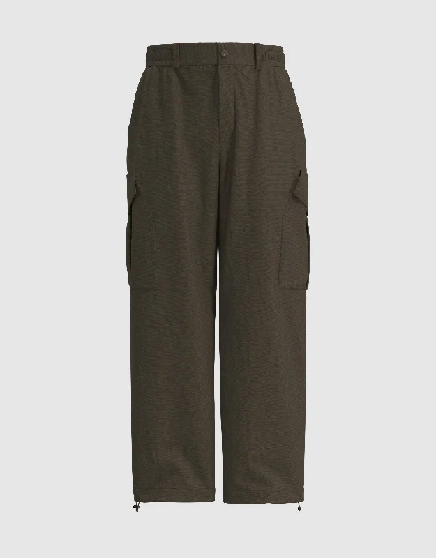 Loose Carrot Fit Pants Casual Drawstring Pants