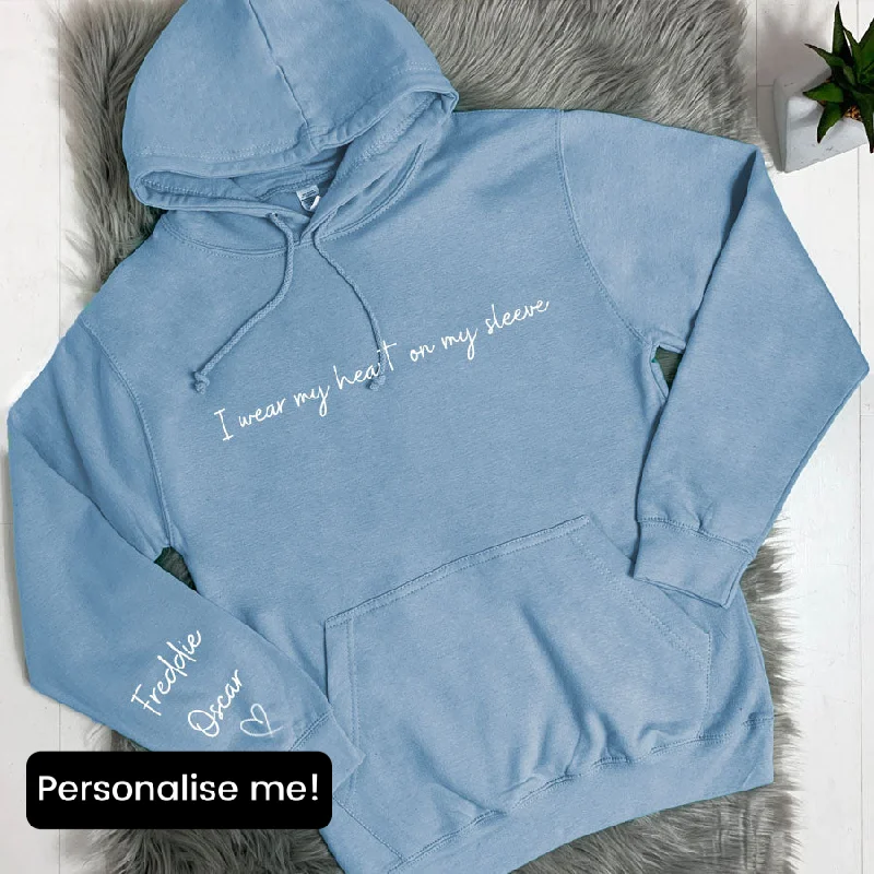 Heart On My Sleeve Personalised Shoreline Hoodie Hoodie with Metallic Shiny Futuristic Heart On My Sleeve Personalised Shoreline Hoodie Hoodie with Metallic Shiny Futuristic