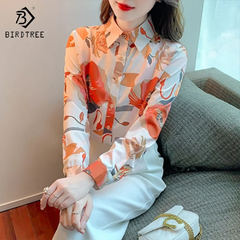 Women Long Sleeve Printed Shirts Elegant Casual Loose Blouses Chiffon Shirt Tops For Spring Autumn Sheer Mesh Blouse Women Long Sleeve Printed Shirts Elegant Casual Loose Blouses Chiffon Shirt Tops For Spring Autumn Sheer Mesh Blouse