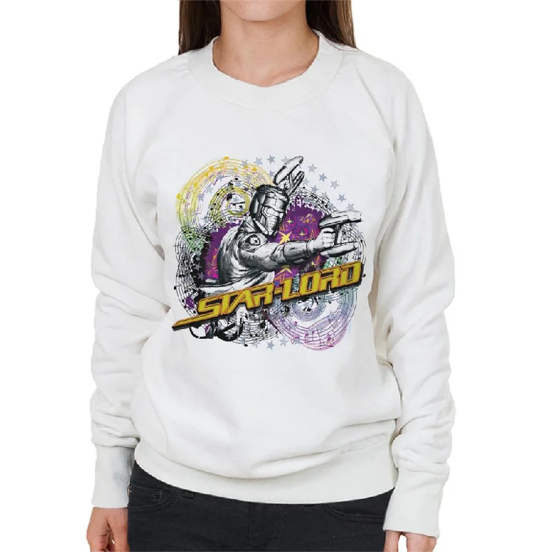 Marvel Guardians Of The Galaxy Star Lord Music Spiral Women's Sweatshirt Hoodie with Bell Sleeves Flared Feminine Marvel Guardians Of The Galaxy Star Lord Music Spiral Women's Sweatshirt Hoodie with Bell Sleeves Flared Feminine