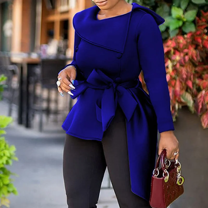 Winter irregular O Neck Work Wear Elegant Black African Women Blouses Feminine Satin Blouse Winter irregular O Neck Work Wear Elegant Black African Women Blouses Feminine Satin Blouse