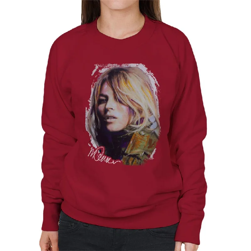 Sidney Maurer Original Portrait Of Kate Moss Army Jacket Women's Sweatshirt Hoodie with Hem Fringe Bohemian Relaxed Sidney Maurer Original Portrait Of Kate Moss Army Jacket Women's Sweatshirt Hoodie with Hem Fringe Bohemian Relaxed
