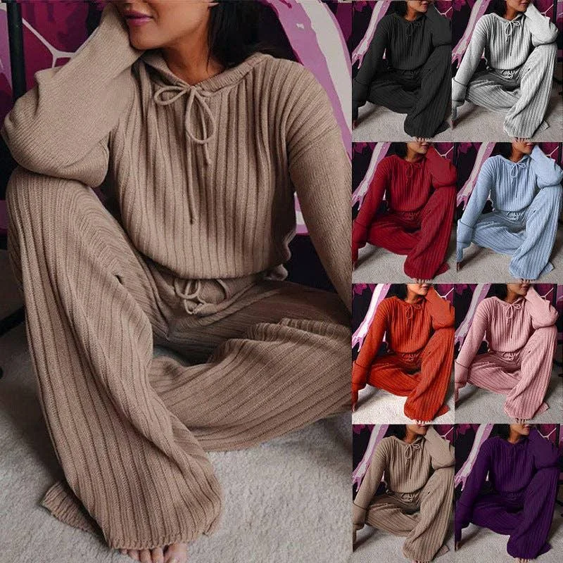 Ladies Solid Long Sleeves Top Long Pants Set OM9436 Fashionable Sporty Pants